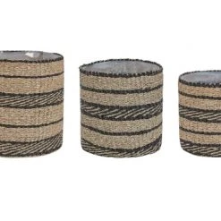 Beliani Vases Cache-pot D'intérieur En Bois Solide Beige H37 33 28