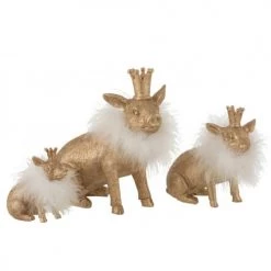 LANADECO Statuettes Et Figurines Cochon Couronne Résine Or -Vases Soldes cochon couronne resine or 2