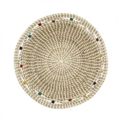 Pirouette Paris Statuettes Et Figurines Corbeille Ronde En Jonc De Mer Et Perles De Bois D37