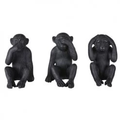 Maisons Du Monde Statuettes Et Figurines Déco à Poser Singes En Résine Noire (x3)