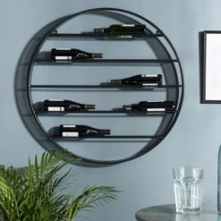 MACABANE Statuettes Et Figurines Etagère Range-bouteilles Vin 5 Niveaux 9 Bouteilles Ronde Métal Noir -Vases Soldes etagere range bouteilles vin 5 niveaux 9 bouteilles ronde metal noir 3