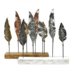 Sensei Maison Statuettes Et Figurines Feuilles En Métal Sur Socle H 52 Cm Blanc 50x8x52 Cm -Vases Soldes feuilles en metal sur socle h 52 cm blanc 50x8x52 cm 2