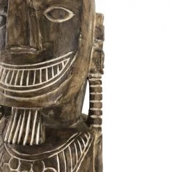 MOYCOR Statuettes Et Figurines Figure Soleil Sculpé Avec Pied En Bois Marron -Vases Soldes figure soleil sculpe avec pied en bois marron 3