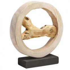 Beliani Statuettes Et Figurines Figurine Décorative En Bois Clair 34 Cm -Vases Soldes figurine decorative en bois clair 34 cm 2