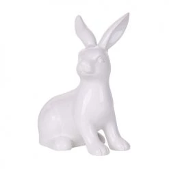 Beliani Statuettes Et Figurines Figurine Décorative Lapin En Céramique Blanc 21 Cm -Vases Soldes figurine decorative lapin en ceramique blanc 21 cm 2