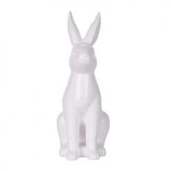 Beliani Statuettes Et Figurines Figurine Décorative Lapin En Céramique Blanc 26 Cm -Vases Soldes figurine decorative lapin en ceramique blanc 26 cm 2