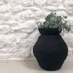 Casatera Vases Jarre En Mendong Noir -Vases Soldes jarre en mendong noir 2