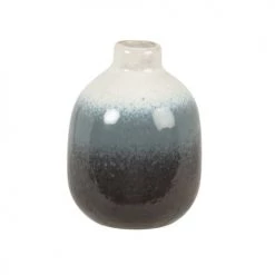 Maisons Du Monde Vases Mini Vase En Grès Bleu Et écru H11 - Lot De 2