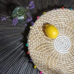 Pirouette Paris Statuettes Et Figurines Panier Rond En Jonc De Mer Et Perles De Bois D40 -Vases Soldes panier rond en jonc de mer et perles de bois d40 3