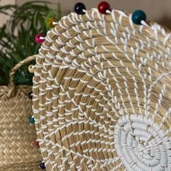 Pirouette Paris Statuettes Et Figurines Panier Rond En Jonc De Mer Et Perles De Bois D40 -Vases Soldes panier rond en jonc de mer et perles de bois d40 4