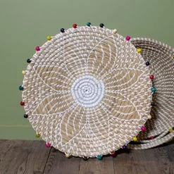 Pirouette Paris Statuettes Et Figurines Panier Rond En Jonc De Mer Et Perles De Bois D40 -Vases Soldes panier rond en jonc de mer et perles de bois d40 5