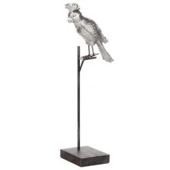 Beliani Statuettes Et Figurines Perroquet Décoratif Noir Et Argenté