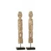 LANADECO Statuettes Et Figurines Personnage Sur Pied Bois Albasia Gris H46cm - Lot De 2 -Vases Soldes personnage sur pied bois albasia gris h46cm lot de 2