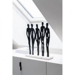 LANADECO Statuettes Et Figurines Personnages Sur Rang Alu/marbre Noir/blanc H40cm -Vases Soldes personnages sur rang alu marbre noir blanc h40cm 3