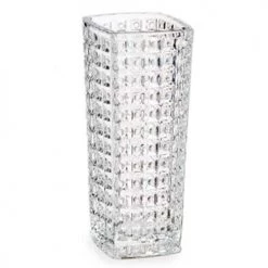 Wadiga Vases Petit Vase Carré En Verre Transparent Points - 6.4x6.4x15cm