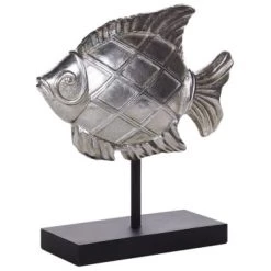 Beliani Statuettes Et Figurines Poisson Décoratif Argenté