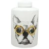 Now’s Home Vases Pot En Céramique Ave Couvercle Blanc Motif Chien -Vases Soldes pot en ceramique ave couvercle blanc motif chien