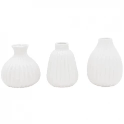 Wadiga Set De 3 Petits Vases En Porcelaine Blanche