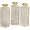 Wadiga Set De 3 Vases Verre Transparent Et Doré H13cm -Vases Soldes set de 3 vases verre transparent et dore h13cm