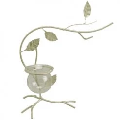 Amadeus Vases Soliflore En Métal Feuillage Gris H23cm