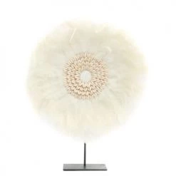 Bazar Bizar Statuettes Et Figurines Statue En Forme De Plume Blanche Sur Socle En Métal