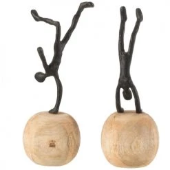 Jolipa Statuettes Et Figurines Statues Personnages Sur Socle En Bois Manguier - Lot De 2