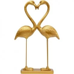 Kare Design Statuettes Et Figurines Statuette Couple Coeur Flamants Roses En Polyrésine Dorée H63