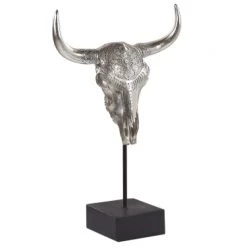 Beliani Statuettes Et Figurines Statuette Décorative Crâne De Buffle Argenté