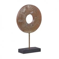 Beliani Statuettes Et Figurines Statuette Décorative Dorée Sur Socle Noir 34 Cm -Vases Soldes statuette decorative doree sur socle noir 34 cm 2