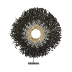 Maisons Du Monde Statuettes Et Figurines Statuette En Métal Et Sisal Gris Et Noir H68