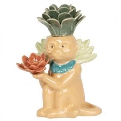 Maisons Du Monde Statuettes Et Figurines Statuette Singe En Porcelaine Verte, Beige, Bleue Et Rose H15
