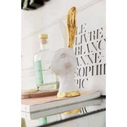 Kare Design Statuettes Et Figurines Statuette Tête De Lapin En Polyrésine Blanche Et Dorée -Vases Soldes statuette tete de lapin en polyresine blanche et doree 2