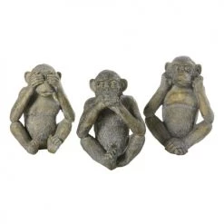 Maisons Du Monde Statuettes Et Figurines Statuettes Singes Taupe Et Doré H26 (x3)