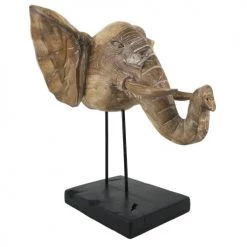 MOYCOR Statuettes Et Figurines TĂȘte D'Ă©lĂ©phant En Bois