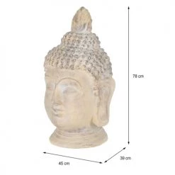 ECD Germany Statuettes Et Figurines Tête De Bouddha Pierre Artificielle Beige-gris 45x39x78 Cm -Vases Soldes tete de bouddha pierre artificielle beige gris 45x39x78 cm 2