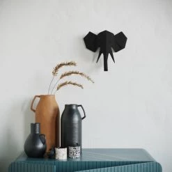Potiron Paris Statuettes Et Figurines Trophée Décoratif Mural éléphant Noir En Polyrésine -Vases Soldes trophee decoratif mural elephant noir en polyresine 1