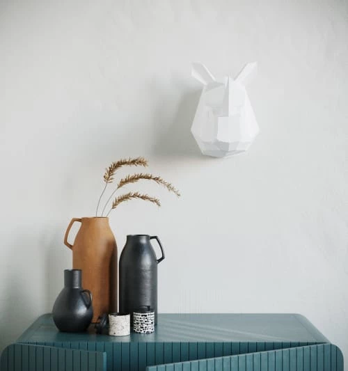 Potiron Paris Statuettes Et Figurines Trophée Décoratif Mural Rhinocéros Blanc En Polyrésine 4 Potiron Paris Statuettes Et Figurines Trophée Décoratif Mural Rhinocéros Blanc En Polyrésine – Image 2