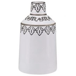 Beliani Vases Vase à Fleurs Blanc Effet Vieilli 25 Cm