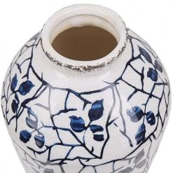 Beliani Vases Vase à Fleurs Blanc Et Bleu Marine 20 Cm -Vases Soldes vase a fleurs blanc et bleu marine 20 cm 2
