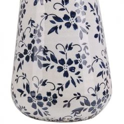Beliani Vases Vase à Fleurs Blanc Et Bleu Marine 20 Cm -Vases Soldes vase a fleurs blanc et bleu marine 20 cm 7