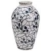 Beliani Vases Vase à Fleurs Blanc Et Bleu Marine 22 Cm -Vases Soldes vase a fleurs blanc et bleu marine 22 cm