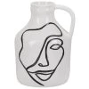 Beliani Vases Vase à Fleurs Blanc Motif Visage 19 Cm -Vases Soldes vase a fleurs blanc motif visage 19 cm