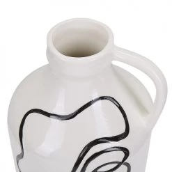 Beliani Vases Vase à Fleurs Blanc Motif Visage 19 Cm -Vases Soldes vase a fleurs blanc motif visage 19 cm 2