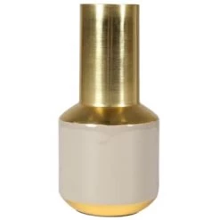 Zago Vases Vase Beige En Fer émaillé Avec Détails En Laiton Malo -Vases Soldes vase beige en fer emaille avec details en laiton malo 3