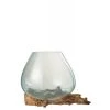 LANADECO Vases Vase Bois/verre Transparent H24,5cm -Vases Soldes vase bois verre transparent h24 5cm