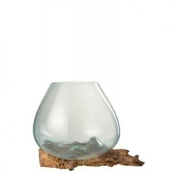 LANADECO Vases Vase Bois/verre Transparent H24,5cm