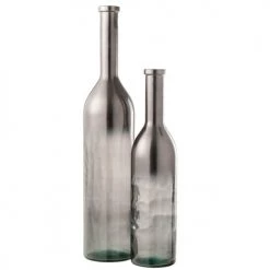 LANADECO Vases Vase Bouteille Verre Métallique Gris H100cm -Vases Soldes vase bouteille verre metallique gris h100cm 1