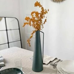 Passage Vernet Vases Vase Conique à Anse En Métal Vert -Vases Soldes vase conique a anse en metal vert 1