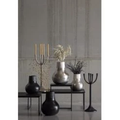 Vases Soldes -Vases Soldes vase deco en metal vase a fleurs noir 46x36x36 1