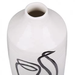 Beliani Vases Vase Décoratif Blanc 22 Cm -Vases Soldes vase decoratif blanc 22 cm 2